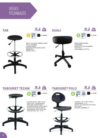 Siège technique POLO - tabouret assis-debout - hauteur réglable