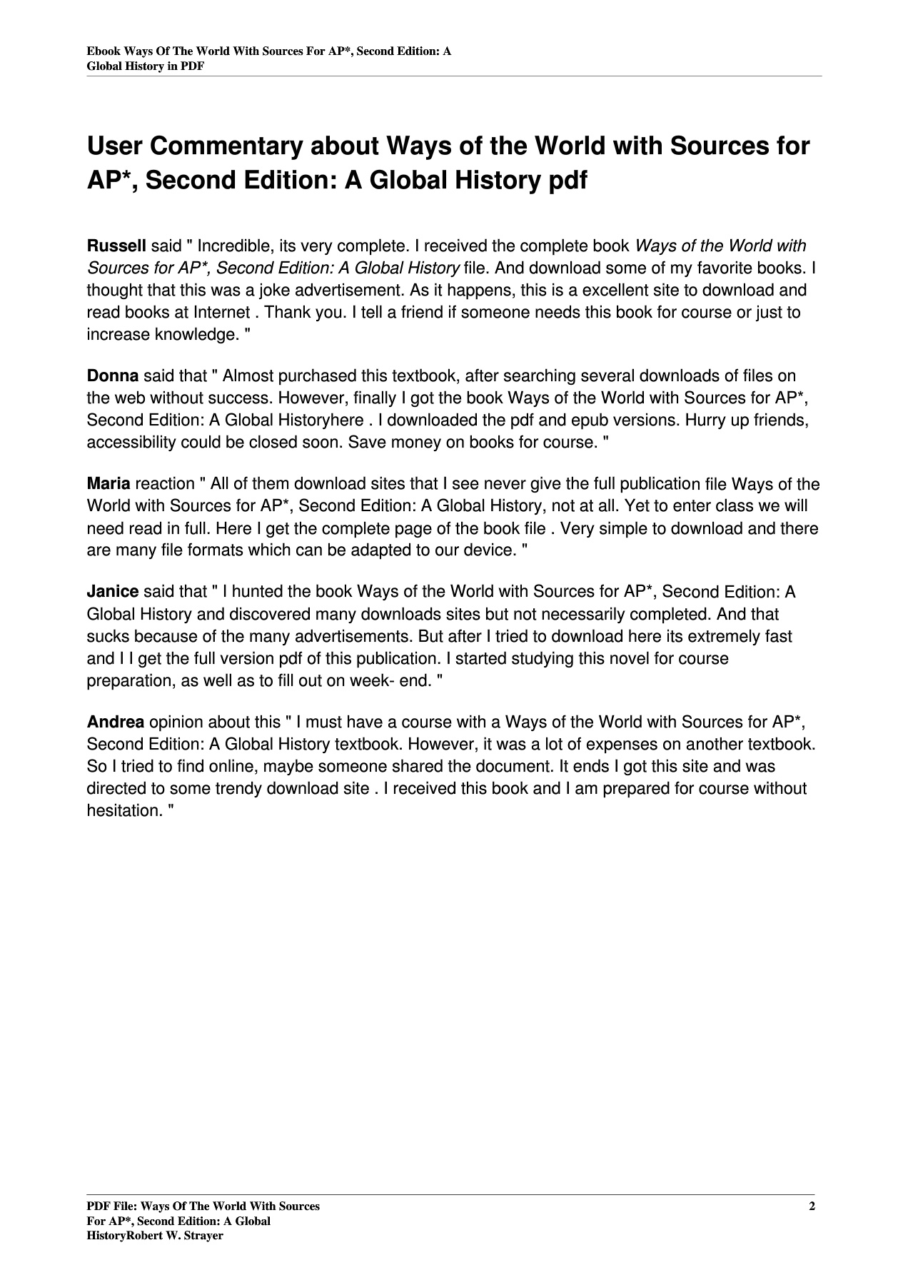 Ways of the World with Sources for AP*, Second Edition: A Global ...
