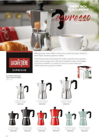 LaCafetiere Stovetop Espresso 3 Cup Classic Polished 